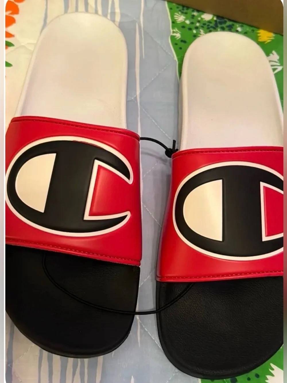 Champion Men's IPO SPLIT Scarlet/ Multi Slides Size 14 NWT